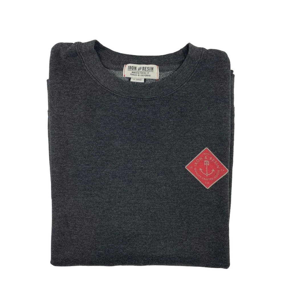 Iron & Resin Mens Gray Cotton Anchor Logo Fleece Lined Crewneck Sweatshirt XL